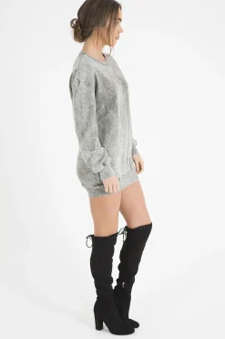 Rebellious Fashion Green Acid Wash Jumper Dress - Cheryl