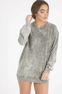 Rebellious Fashion Green Acid Wash Jumper Dress - Cheryl
