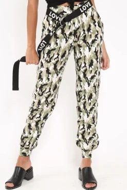 Rebellious Fashion Green Camo Ankle Cuff Cargo Pants - Jaquie