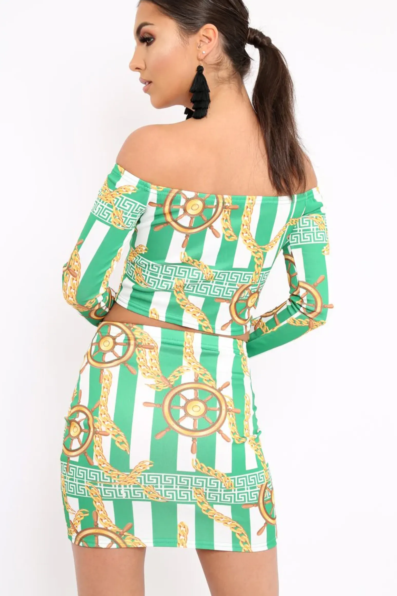 Rebellious Fashion Green Chain Print Set - Adrie