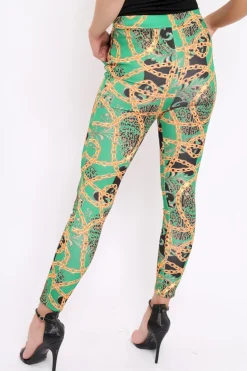 Rebellious Fashion Green Chain Print Trousers - Donika