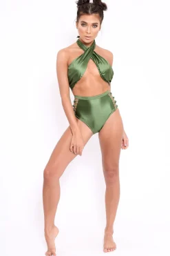 Rebellious Fashion Green Cross Over High Waisted Bikini - Verona