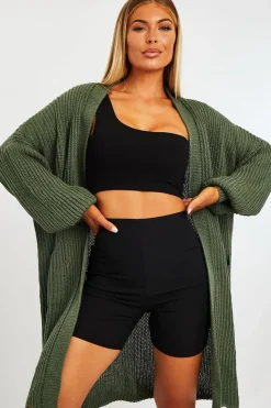 Rebellious Fashion Green Longline Knit Cardigan - Abbie