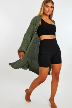 Rebellious Fashion Green Longline Knit Cardigan - Abbie