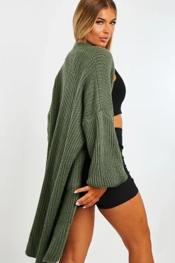Rebellious Fashion Green Longline Knit Cardigan - Abbie
