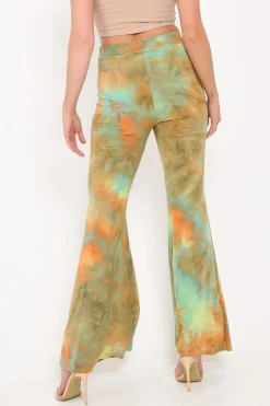 Rebellious Fashion Green Tie Dye Flares - Akyla