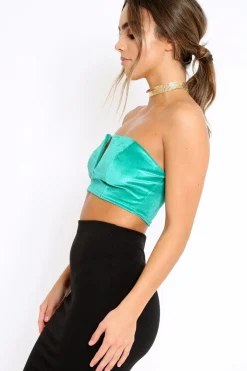 Rebellious Fashion Green V Front Velvet Boob Tube - Evelyn