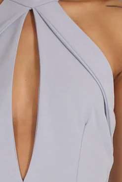 Rebellious Fashion Grey High Neck Backless Midi Dress - Petunia