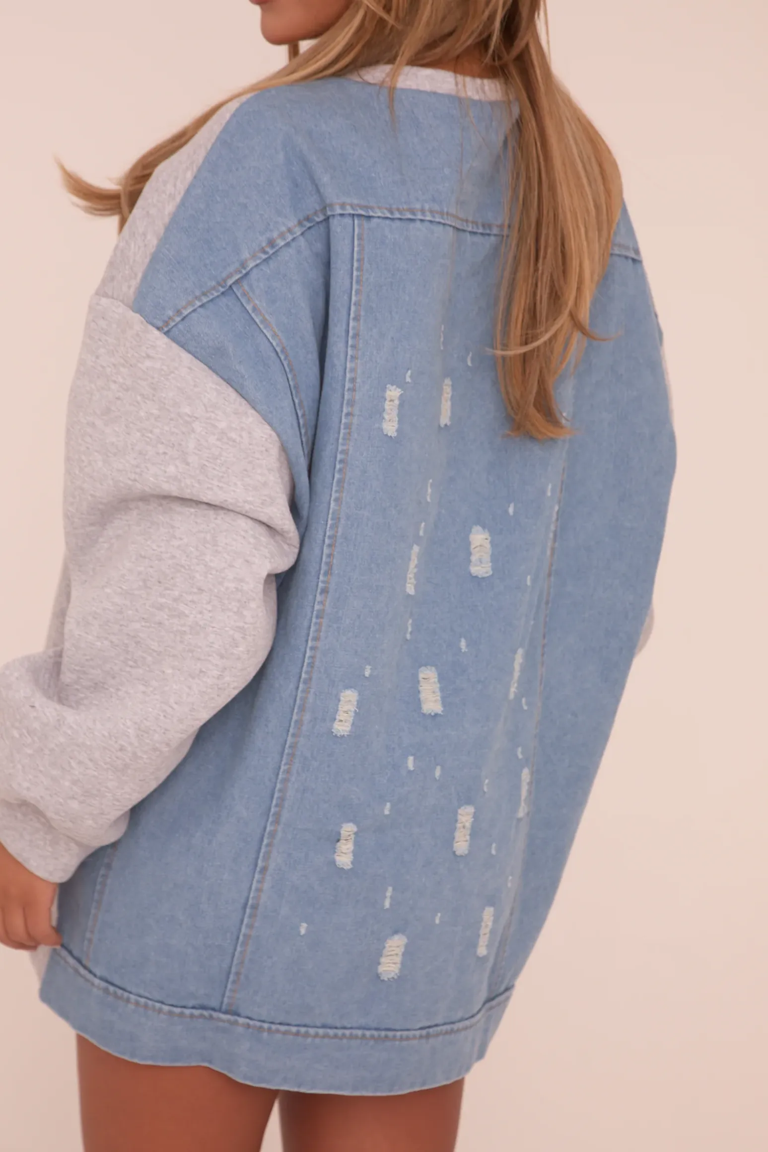 Rebellious Fashion Grey Oversized Sweatshirt Dress - Claudia
