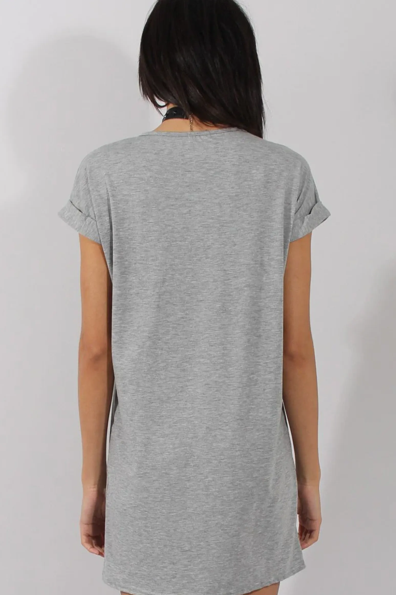 Rebellious Fashion Grey Rebel Slogan Print Tshirt Dress - Juan