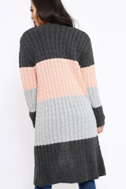 Rebellious Fashion Grey and Rose Striped Cardigan - Nellie