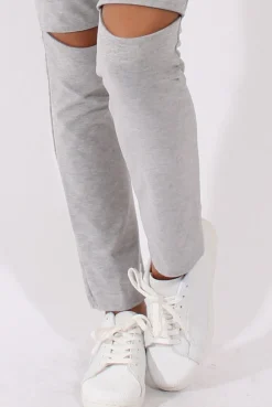 Rebellious Fashion Grey Bardot Split Knee Jumpsuit - Coran