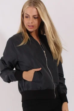 Rebellious Fashion Grey Bomber Jacket - Maisie