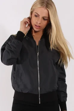 Rebellious Fashion Grey Bomber Jacket - Maisie