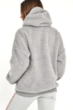 Rebellious Fashion Grey Borg Pocket Front Hoodie - Dezi