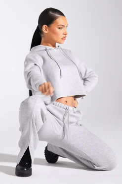 Rebellious Fashion Grey Box Fit Cropped Hoodie - Neala