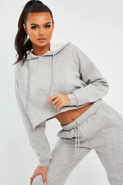 Rebellious Fashion Grey Box Fit Cropped Hoodie - Neala