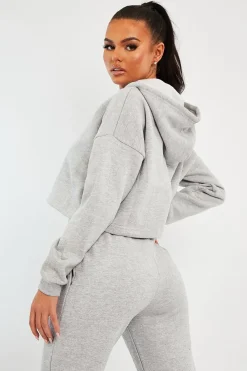 Rebellious Fashion Grey Box Fit Cropped Hoodie - Neala