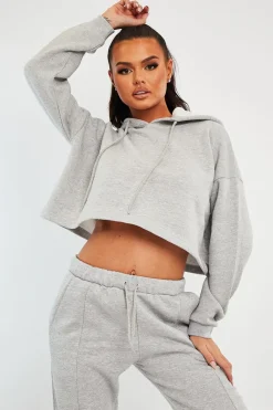 Rebellious Fashion Grey Box Fit Cropped Hoodie - Neala