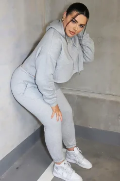 Rebellious Fashion Grey Box Fit Cropped Hoodie - Neala