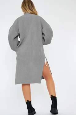 Rebellious Fashion Grey Cable Knit Cardigan - Alice