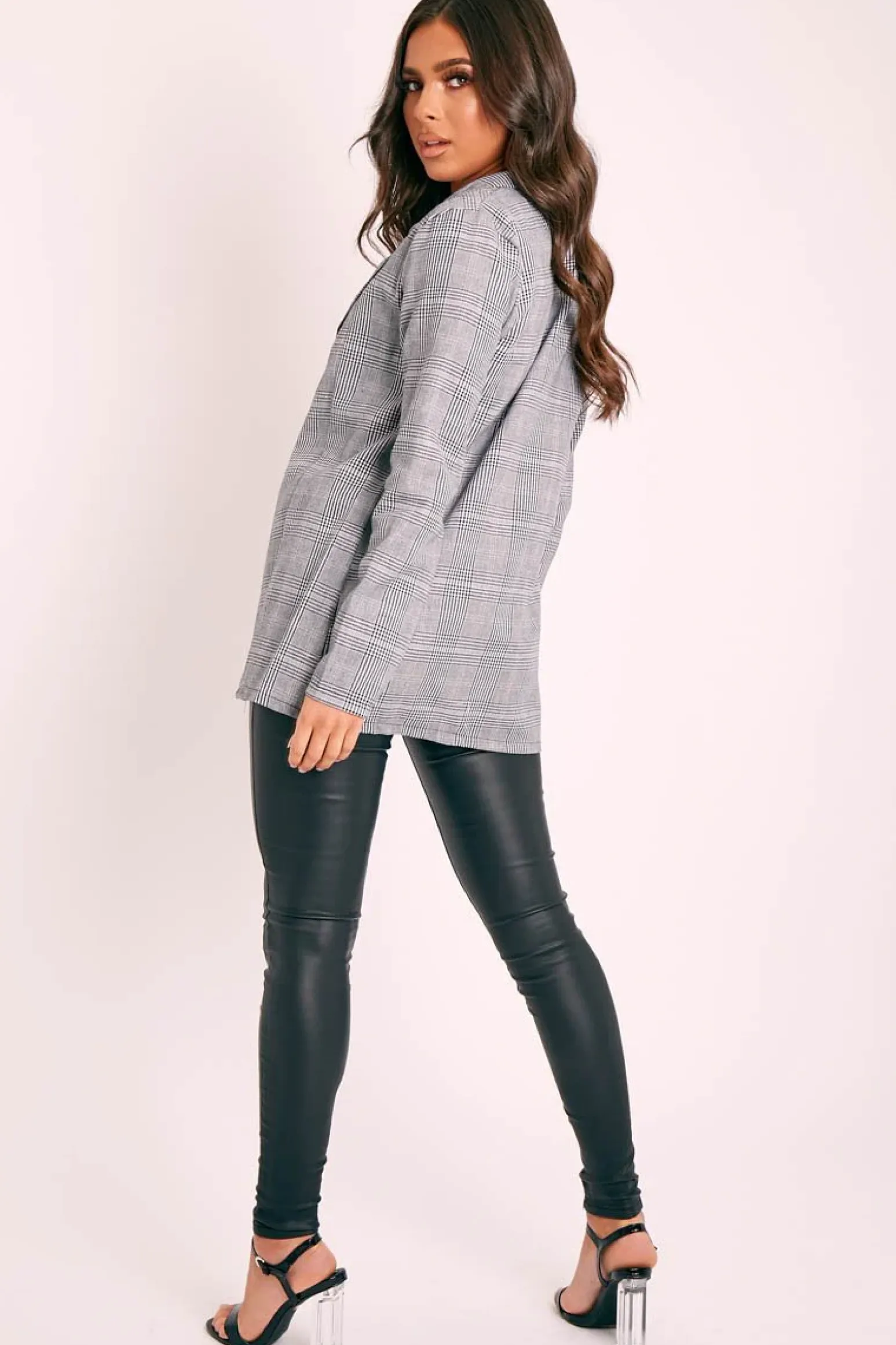Rebellious Fashion Grey Check Single Breasted Blazer - Emorie