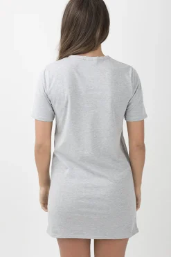 Rebellious Fashion Grey Choker Live N Love Eagle Print T Shirt Dress - Tia