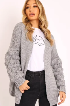 Rebellious Fashion Grey Chunky Knit Oversized Cardigan - Eaden