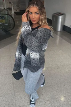 Rebellious Fashion Grey Chunky Knit Shacket - Ellajane