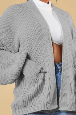 Rebellious Fashion Grey Chunky Knit Slouchy Cardigan - Daisy