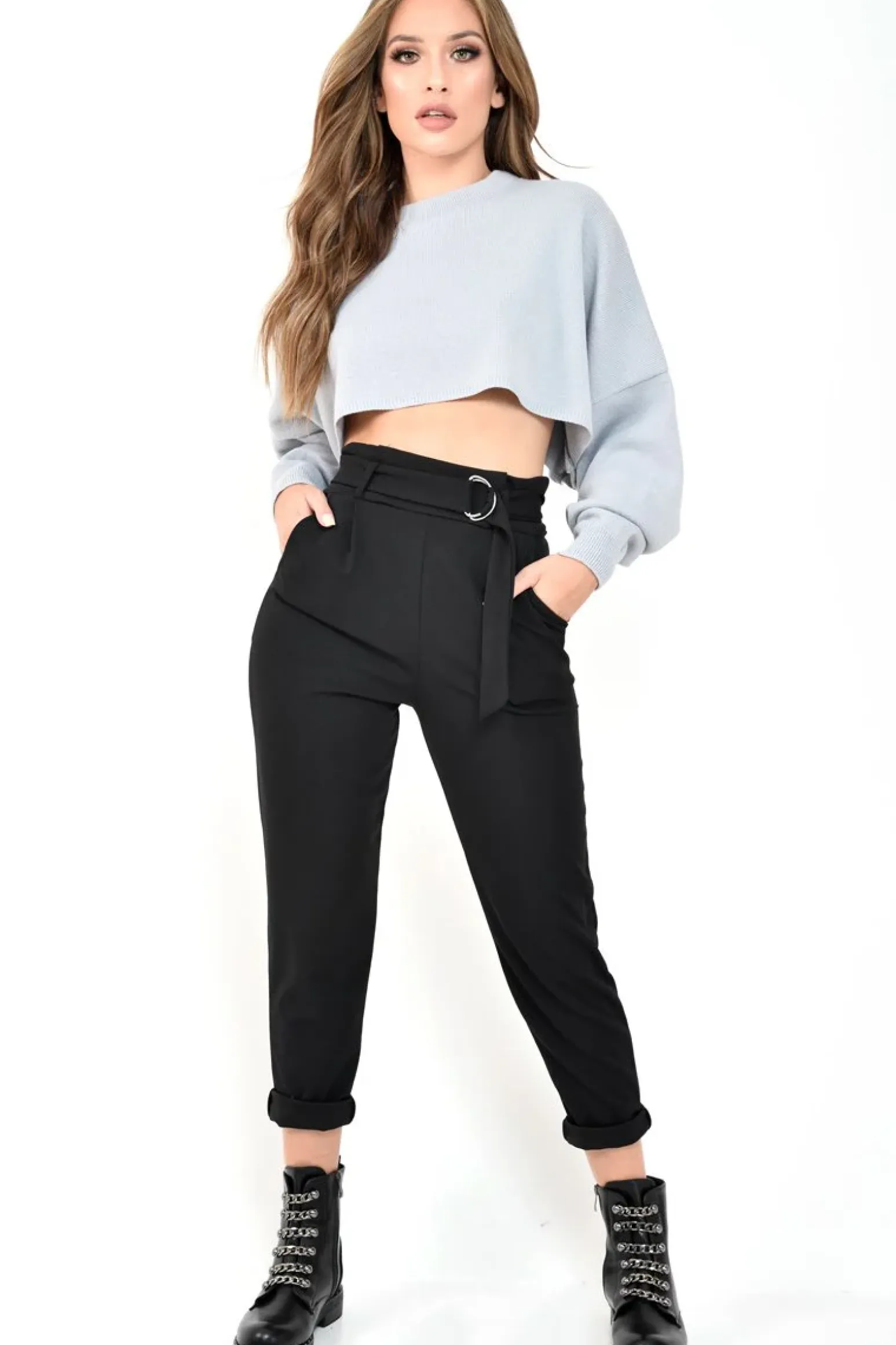Rebellious Fashion Grey Cropped Batwing Jumper - Lizy