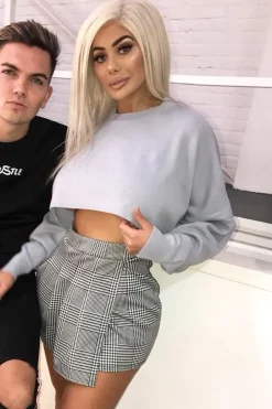 Rebellious Fashion Grey Cropped Batwing Jumper - Lizy