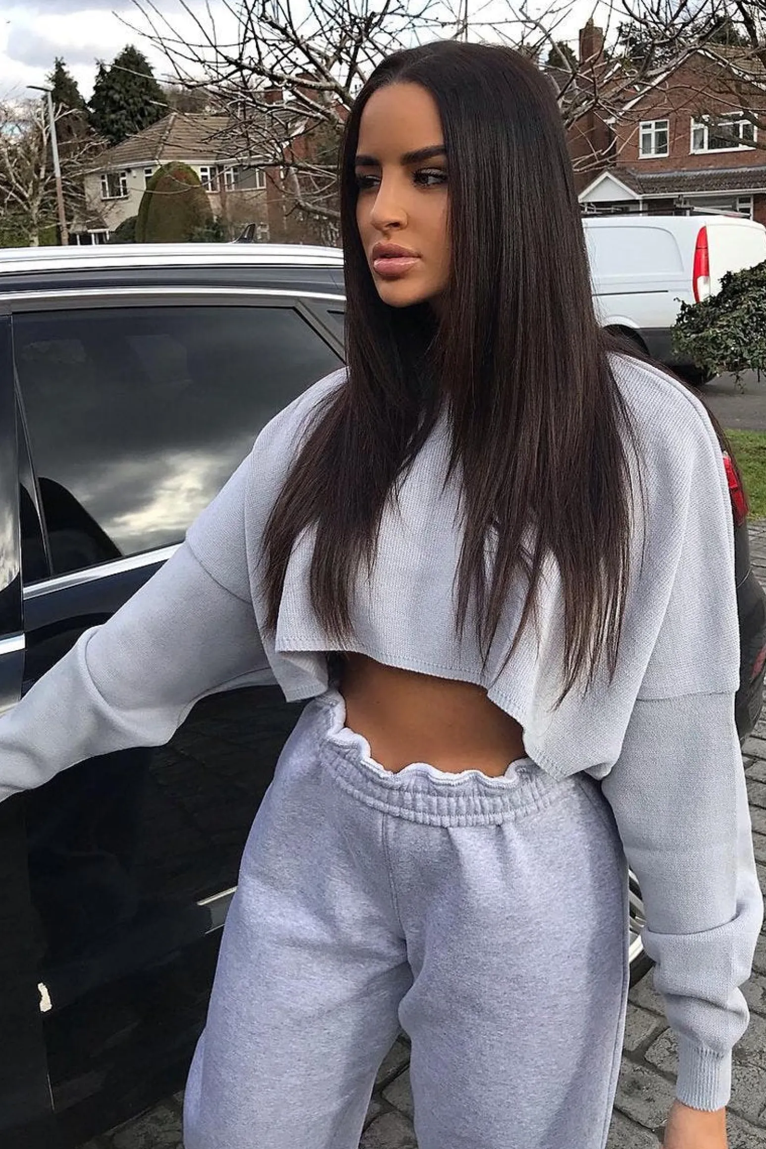 Rebellious Fashion Grey Cropped Batwing Jumper - Lizy
