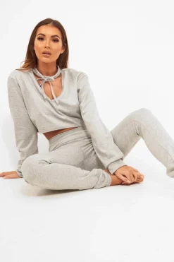 Rebellious Fashion Grey Cut Out Loungewear Set - Adaia
