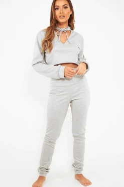 Rebellious Fashion Grey Cut Out Loungewear Set - Adaia
