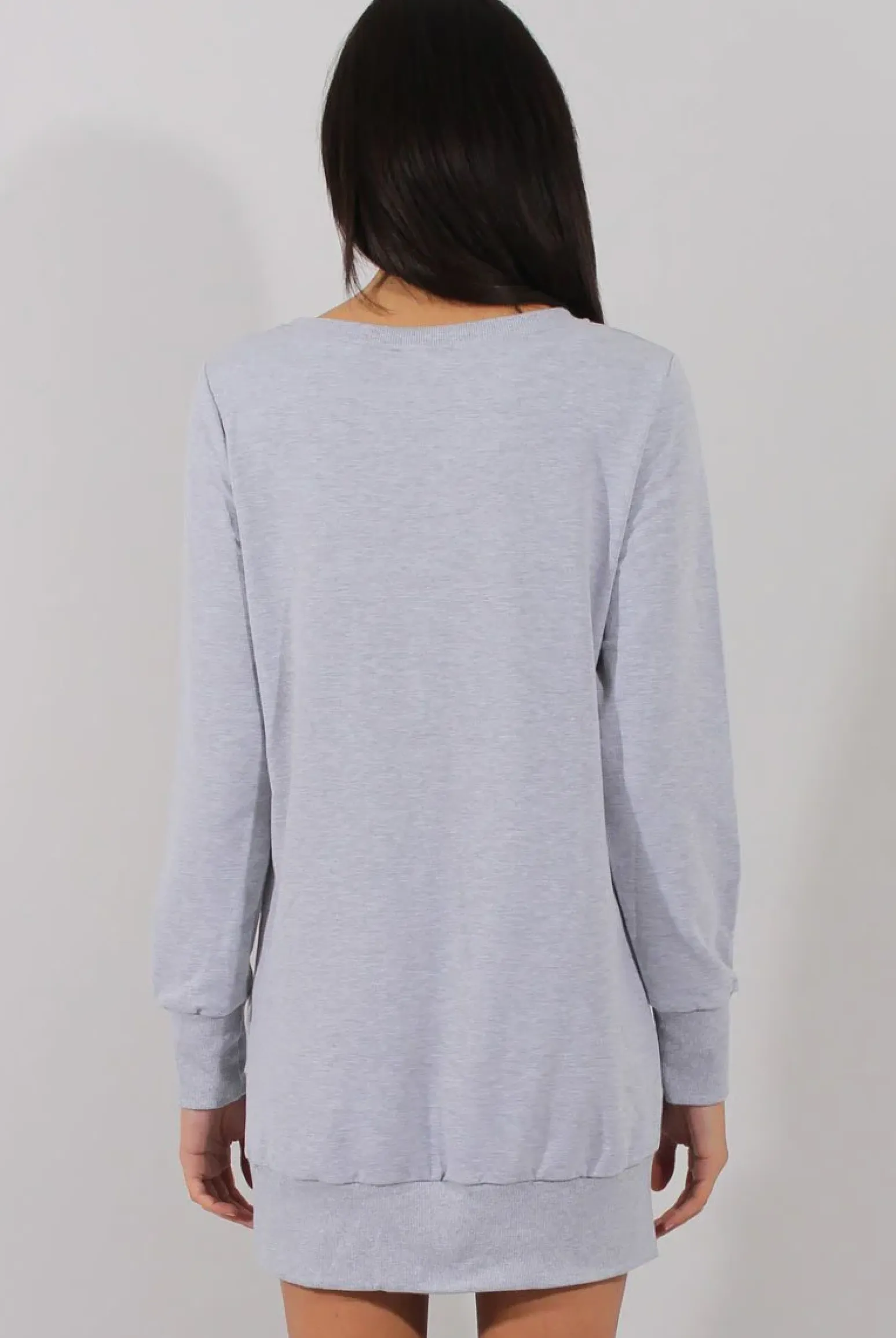 Rebellious Fashion Grey Distressed Kiss Jumper Dress - Ferne