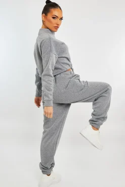 Rebellious Fashion Grey Drawstring Waist Jumper and Joggers Co-ord - Kayla
