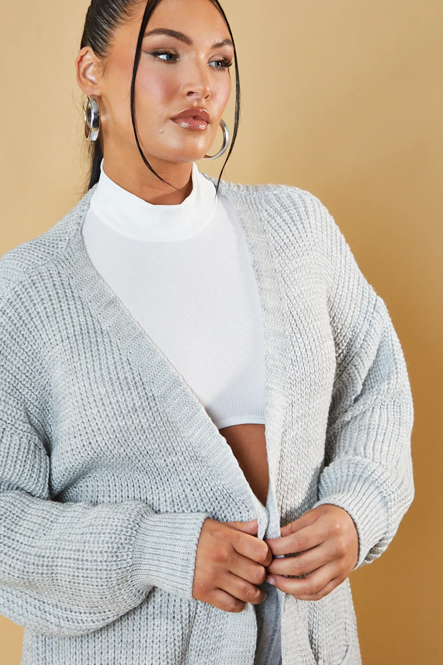Rebellious Fashion Grey Edge To Edge Longline Cardigan - Doris