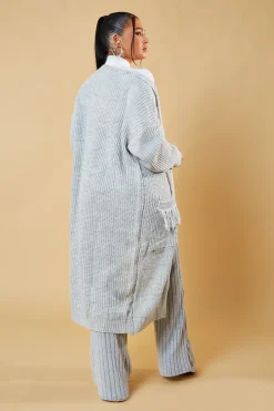Rebellious Fashion Grey Edge To Edge Longline Cardigan - Doris