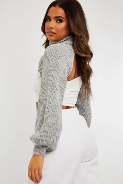Rebellious Fashion Grey Extreme Cut Out High Neck Jumper - Nihara