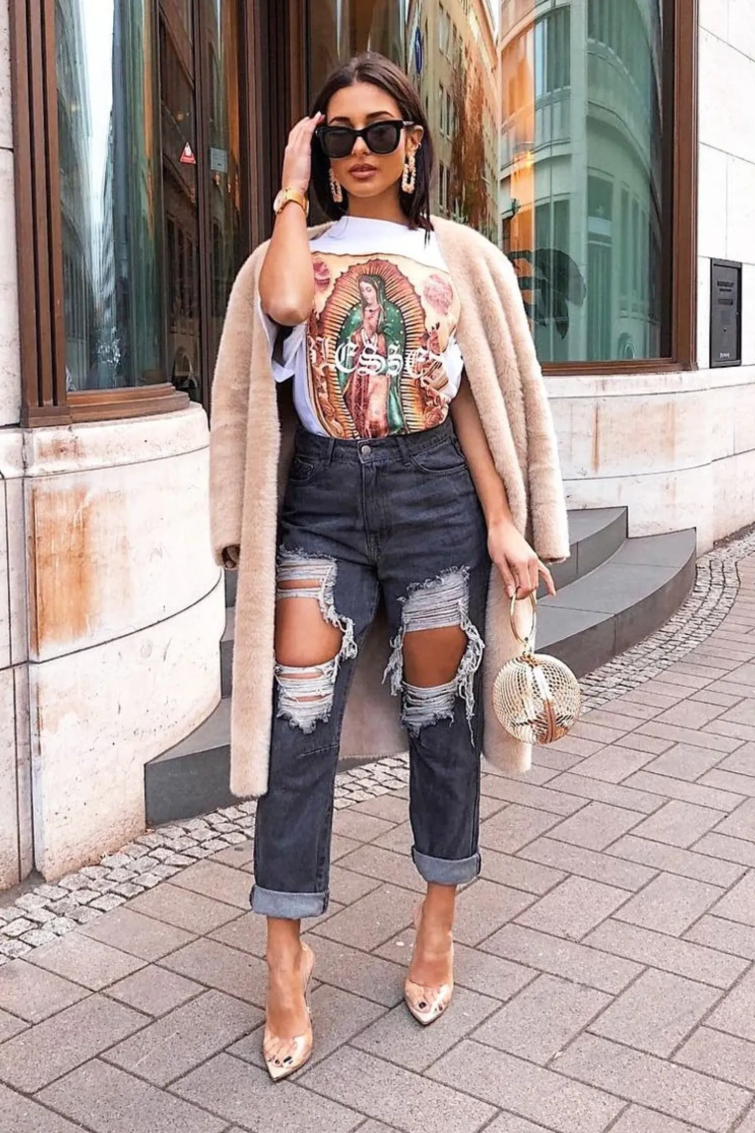 Rebellious Fashion Grey Extreme Rip Mom Jeans - Edelin