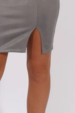 Rebellious Fashion Grey Faux Suede Co-ord - Dorley