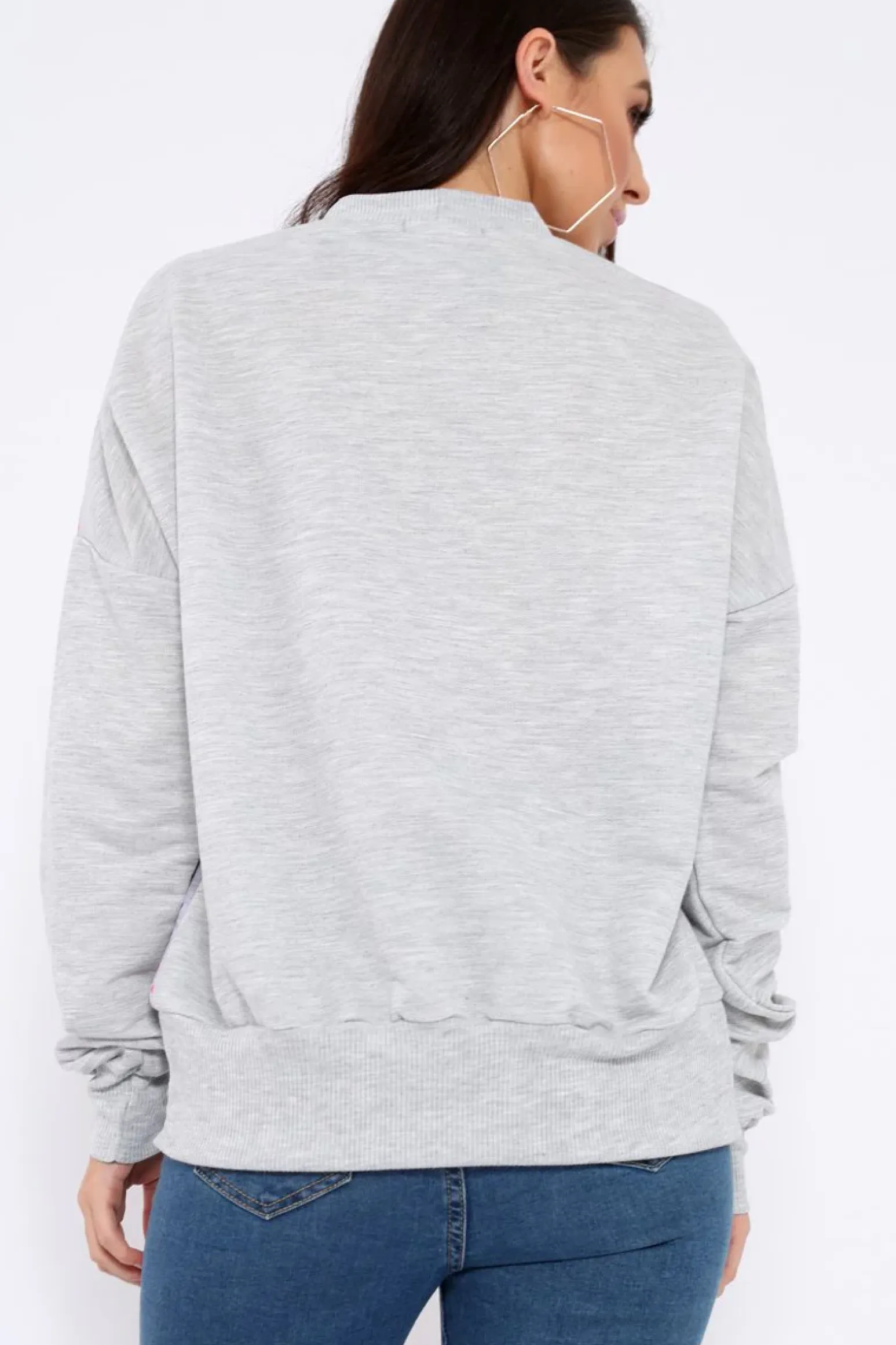 Rebellious Fashion Grey Fearless Paint Splatter Sweatshirt - Eliza