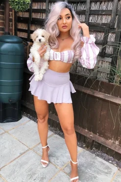 Rebellious Fashion Grey Frill High Waisted Shorts - Claudelle