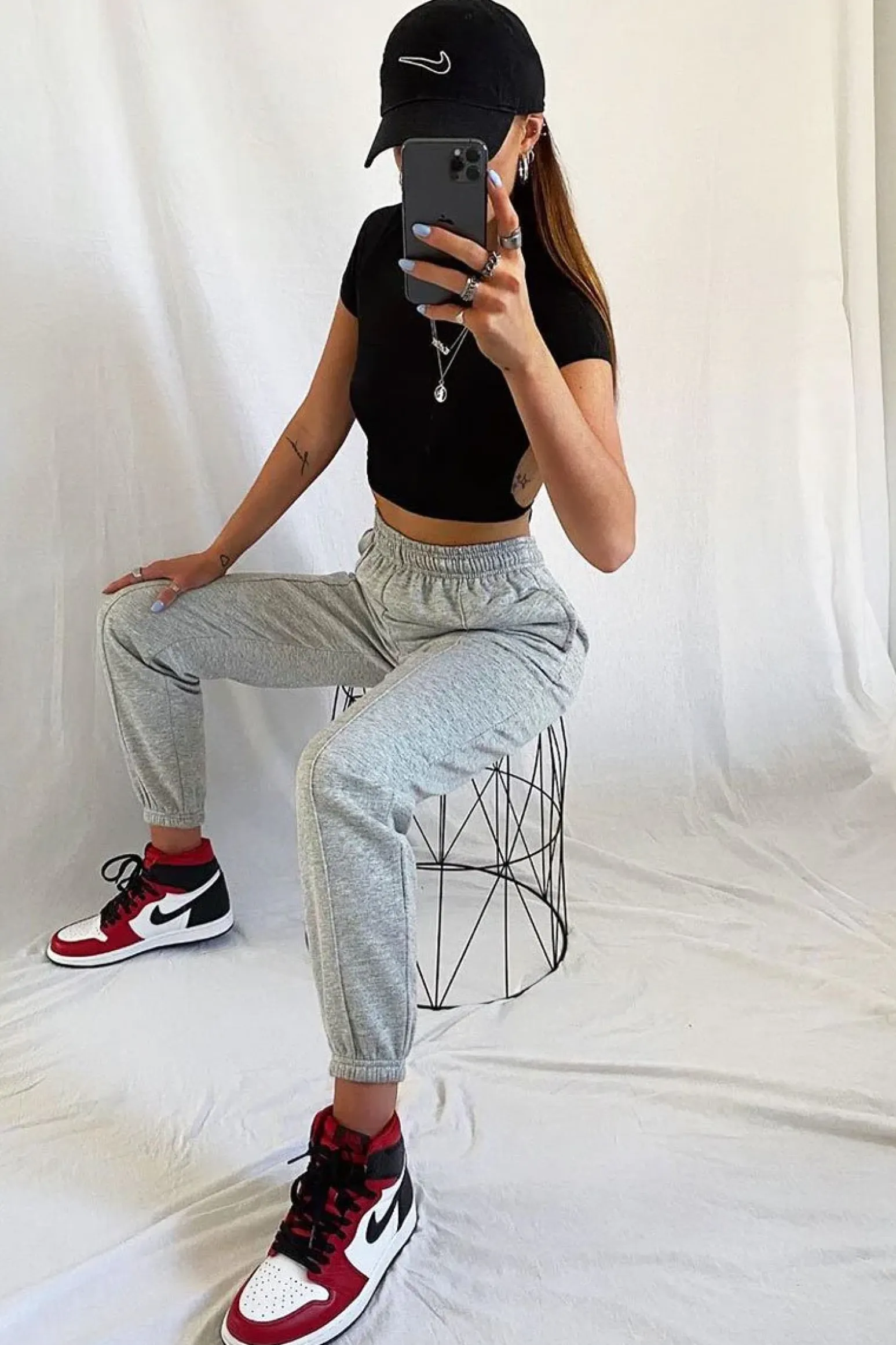 Rebellious Fashion Grey Front Piping Joggers - Jordyn