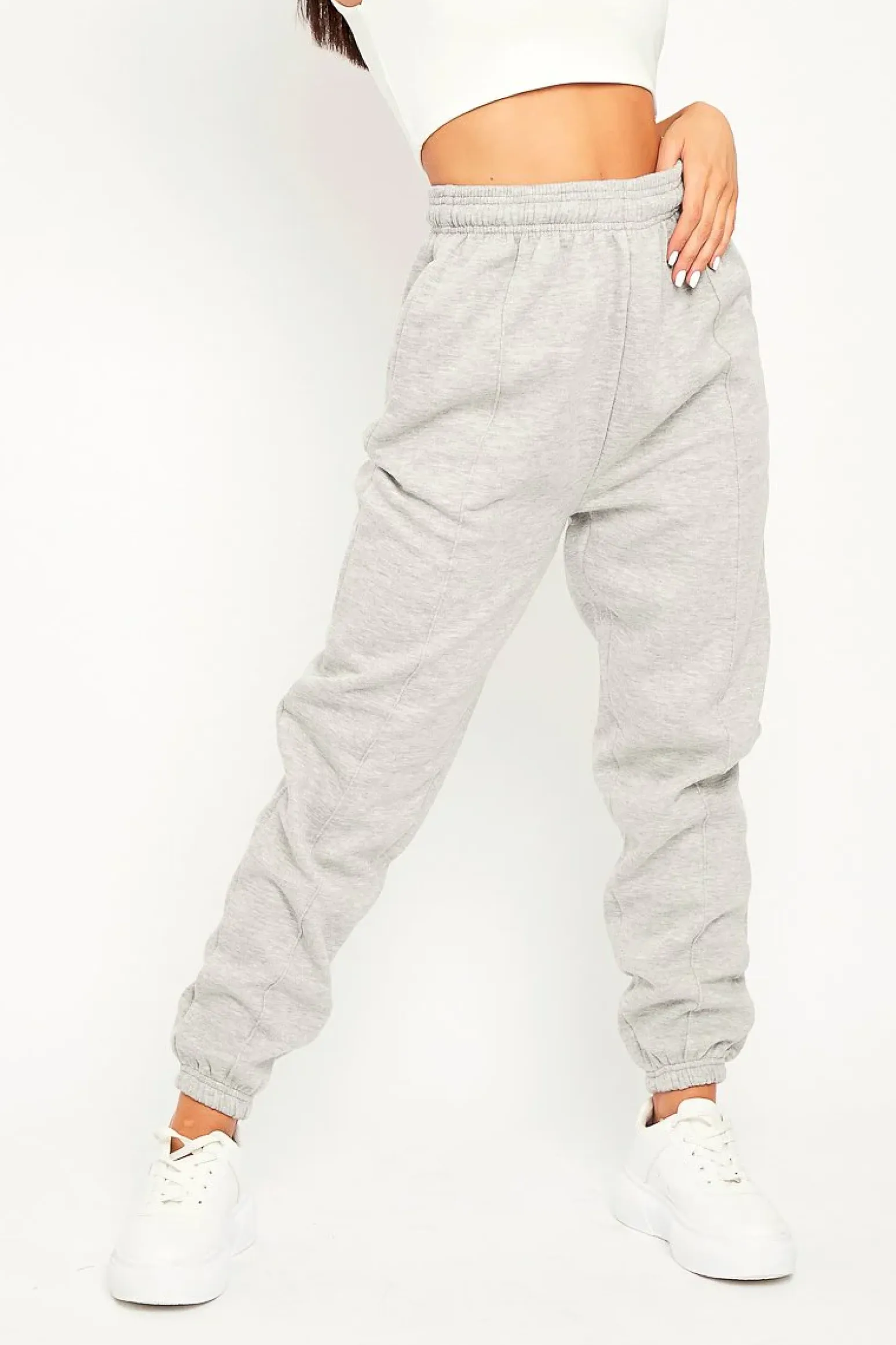 Rebellious Fashion Grey Front Piping Joggers - Jordyn