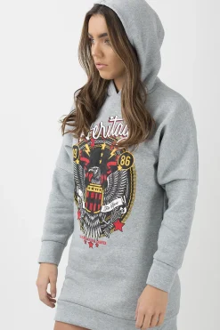 Rebellious Fashion Grey 'Heritage' Graphic Print Oversized Hoodie - Violet