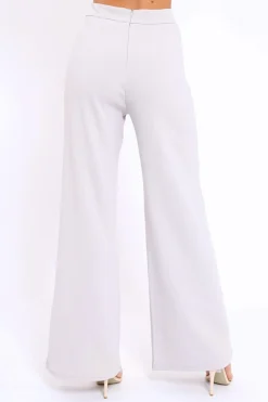 Rebellious Fashion Grey High Waist Flare Trousers -Tisha