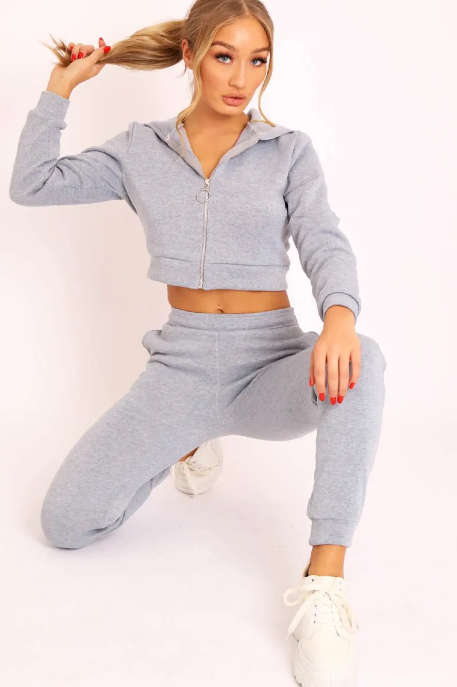 Rebellious Fashion Grey Hoodie and Joggers Loungewear Co-ord Set - Bluebell