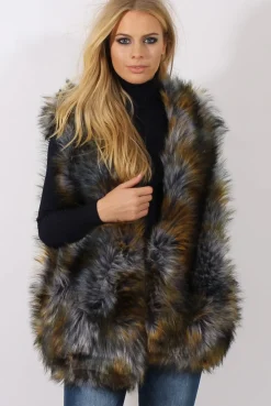 Rebellious Fashion Greyish Blue Faux Fur Gilet - Demi